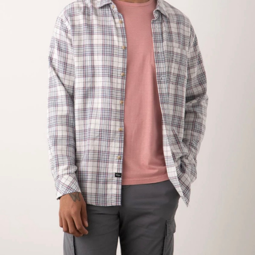 NWT Rails Wyatt Plaid Button-Up Shirt melon baby white melange.